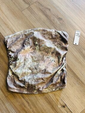 Faded Rose Essentials Camo-Print Tube Top in Brown & Green